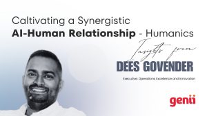 an image that states: Cultivating a Synergistic AI-Human Relationship – Humanics